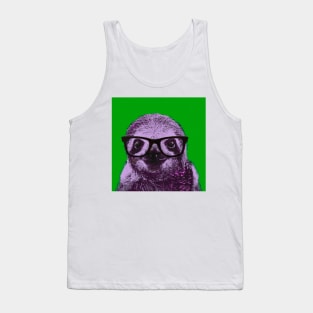 Geek Sloth in Green Background - Print / Home Decor / Wall Art / Poster / Gift / Birthday / Sloth Lover Gift / Animal print Canvas Print Tank Top